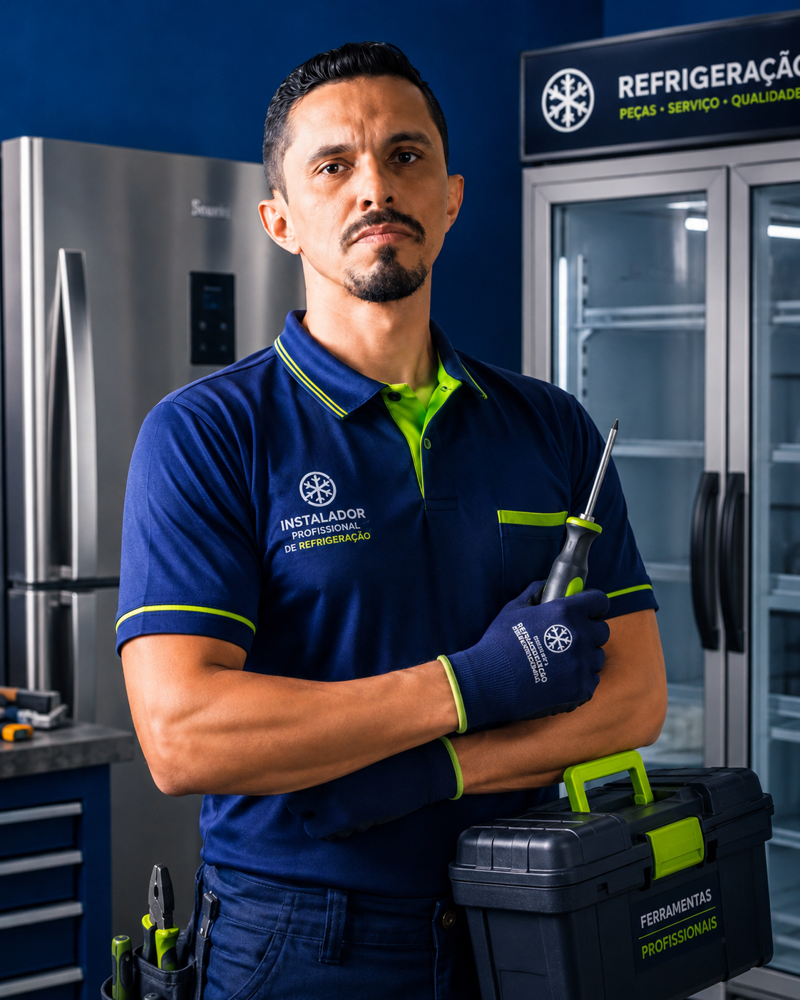 Professor Johnn em uma oficina de refrigeração